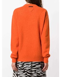 orange bedruckter Pullover mit einem Rundhalsausschnitt von Prada