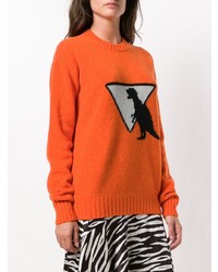 orange bedruckter Pullover mit einem Rundhalsausschnitt von Prada