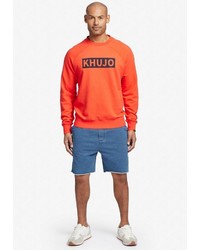 orange bedruckter Pullover mit einem Rundhalsausschnitt von khujo