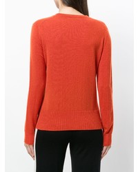 orange bedruckter Pullover mit einem Rundhalsausschnitt von Cashmere In Love