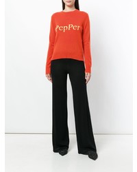 orange bedruckter Pullover mit einem Rundhalsausschnitt von Cashmere In Love