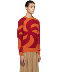 orange bedruckter Pullover mit einem Rundhalsausschnitt von Soulland
