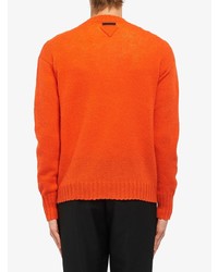 orange bedruckter Pullover mit einem Rundhalsausschnitt von Prada