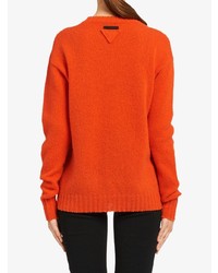 orange bedruckter Pullover mit einem Rundhalsausschnitt von Prada