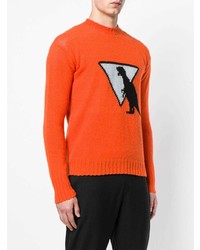 orange bedruckter Pullover mit einem Rundhalsausschnitt von Prada