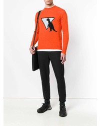 orange bedruckter Pullover mit einem Rundhalsausschnitt von Prada