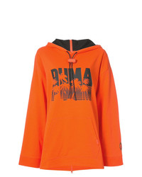 orange bedruckter Pullover mit einer Kapuze von Fenty X Puma