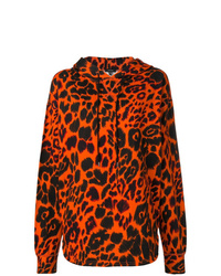 orange bedruckter Pullover mit einer Kapuze von R13