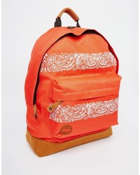 orange bedruckter Segeltuch Rucksack von Mi-pac