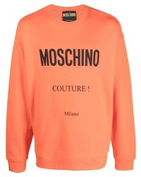 orange bedrucktes Fleece-Sweatshirt