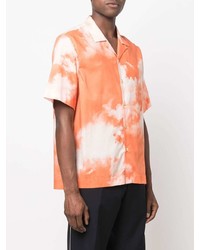 orange bedrucktes Kurzarmhemd von Paul Smith