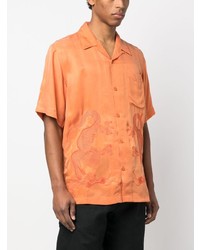 orange bedrucktes Kurzarmhemd von Maharishi