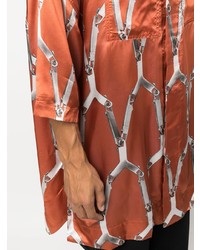 orange bedrucktes Kurzarmhemd von Rick Owens