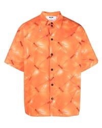 orange bedrucktes Kurzarmhemd von MSGM