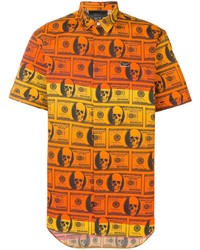 orange bedrucktes Kurzarmhemd von Philipp Plein
