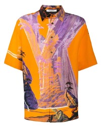 orange bedrucktes Kurzarmhemd von Valentino