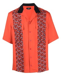 orange bedrucktes Kurzarmhemd von Versace