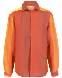 orange bedrucktes Langarmhemd von Amir Slama