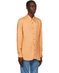 orange bedrucktes Langarmhemd von Dries Van Noten