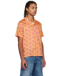 orange bedrucktes Langarmhemd von DOUBLE RAINBOUU
