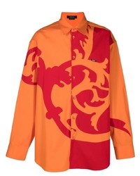 orange bedrucktes Langarmhemd von Versace