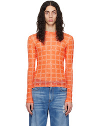 orange bedrucktes Langarmshirt aus Netzstoff von JW Anderson