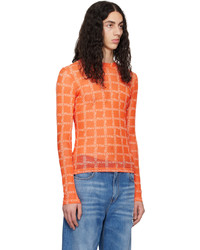 orange bedrucktes Langarmshirt aus Netzstoff von JW Anderson