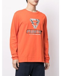 orange bedrucktes Langarmshirt von AAPE BY A BATHING APE