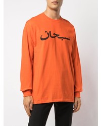 orange bedrucktes Langarmshirt von Supreme