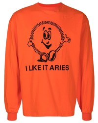 orange bedrucktes Langarmshirt von Aries