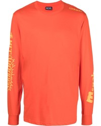 orange bedrucktes Langarmshirt von Diesel