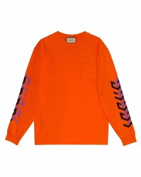 orange bedrucktes Langarmshirt von Gucci