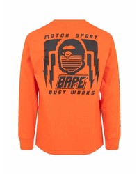 orange bedrucktes Langarmshirt von A Bathing Ape