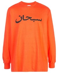 orange bedrucktes Langarmshirt von Supreme