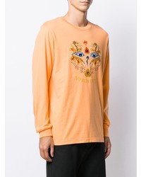 orange bedrucktes Langarmshirt von Supreme