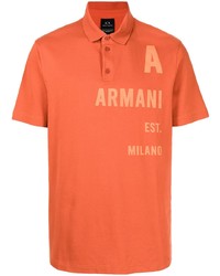 orange bedrucktes Polohemd von Armani Exchange
