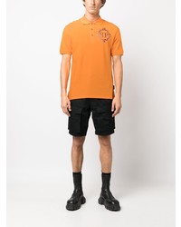 orange bedrucktes Polohemd von Philipp Plein