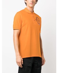 orange bedrucktes Polohemd von Philipp Plein