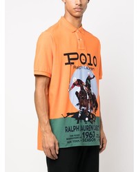 orange bedrucktes Polohemd von Polo Ralph Lauren