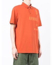 orange bedrucktes Polohemd von Armani Exchange