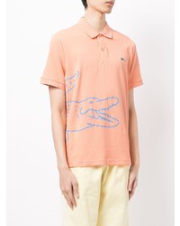 orange bedrucktes Polohemd von Lacoste