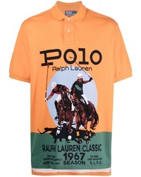 orange bedrucktes Polohemd von Polo Ralph Lauren