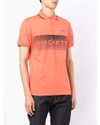 orange bedrucktes Polohemd von Hackett