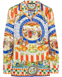 orange bedrucktes Seidehemd von Dolce & Gabbana