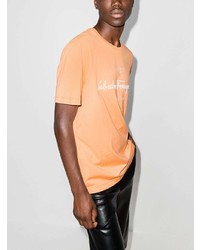 orange bedrucktes T-Shirt mit einem Rundhalsausschnitt von Salvatore Ferragamo