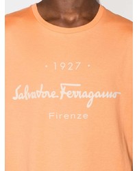 orange bedrucktes T-Shirt mit einem Rundhalsausschnitt von Salvatore Ferragamo