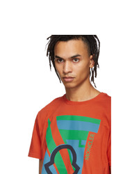 orange bedrucktes T-Shirt mit einem Rundhalsausschnitt von Moncler Genius