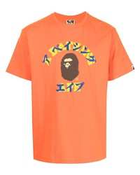 orange bedrucktes T-Shirt mit einem Rundhalsausschnitt von A Bathing Ape