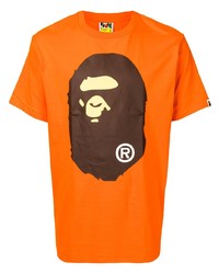 orange bedrucktes T-Shirt mit einem Rundhalsausschnitt von A Bathing Ape