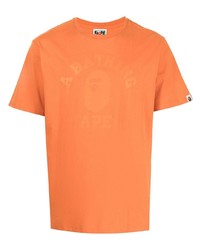 orange bedrucktes T-Shirt mit einem Rundhalsausschnitt von A Bathing Ape